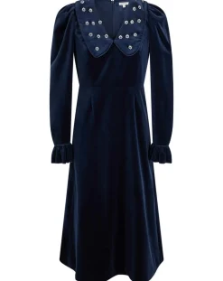 Robe courte en Velours Princesse encre-Manoush Clearance