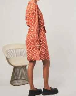 Robe courte Sonia à motifs orange-Stella Forest Sale