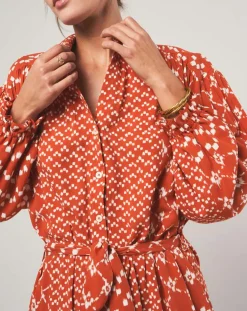 Robe courte Sonia à motifs orange-Stella Forest Sale