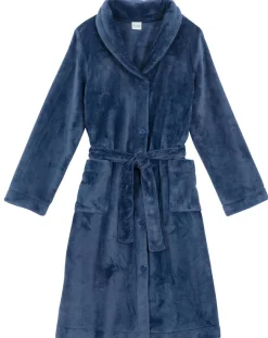 Robe de chambre en peluche flanelle Essentiel prusse-Le Chat Online