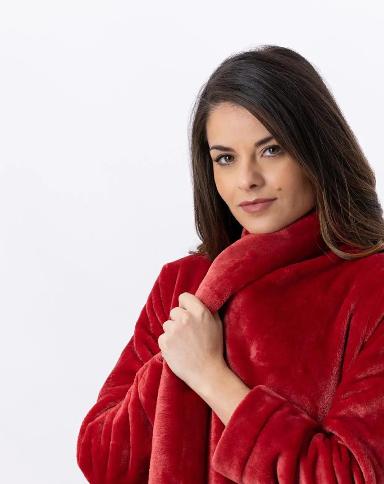 Femme Le Chat Lingerie, Nuit^Robe de chambre en peluche flanelle Essentiel tomette