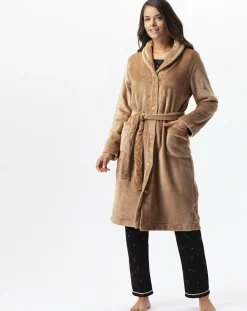 Robe de chambre en peluche flanelle Essentiel dorée-Le Chat Online