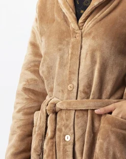 Robe de chambre en peluche flanelle Essentiel dorée-Le Chat Online