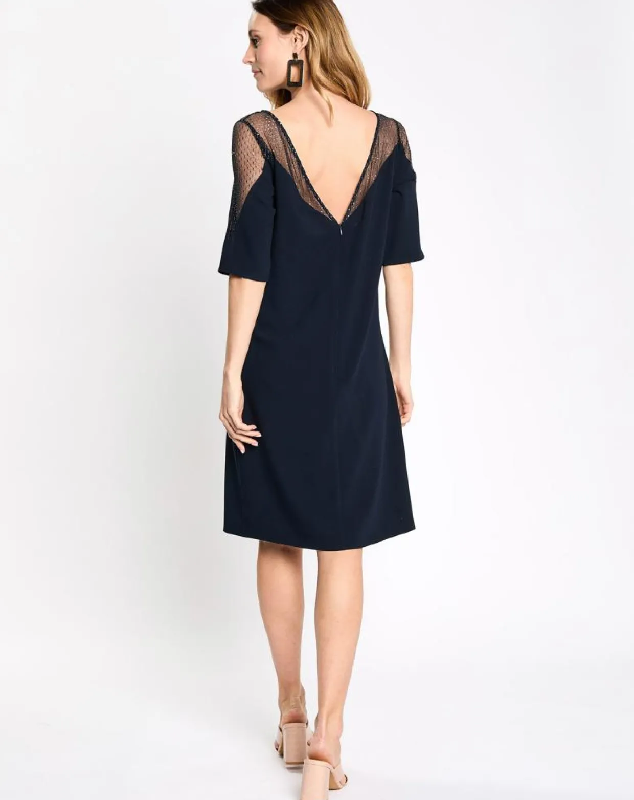 Femme Esprit Robes^Robe de céremonie v lurex bi matière bleu marine