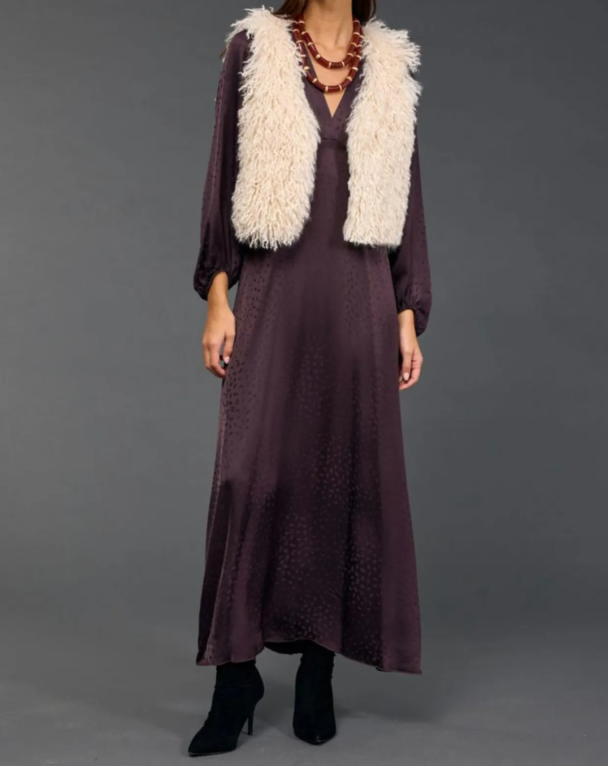 Robe Eliza raisin-Lauren Vidal Sale