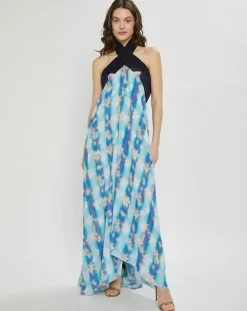 Robe en Crepon Wrap imprimée bleue-Nina ricci Hot