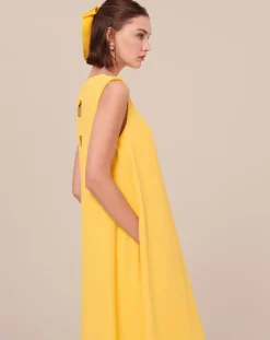 Femme Tara Jarmon Robes^Robe en crêpe jaune