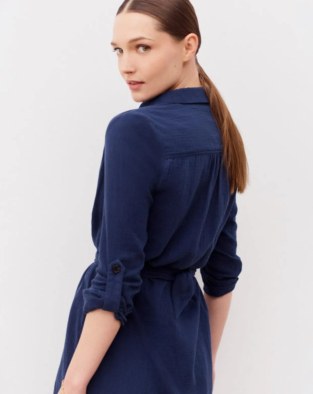 Femme Caroll Robes^Robe en Gaze de Coton Betina indigo
