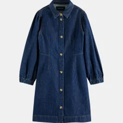 Robe en Jean Ballon en Toile de coton bleu foncé-Scotch & Soda New