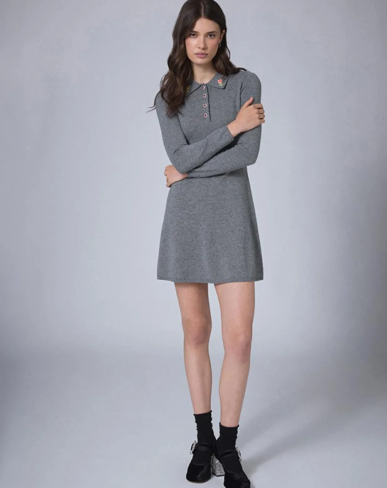 Femme Manoush Robes^Robe en Laine mélangée BCBG grise