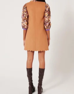 Femme Manoush Robes^Robe en Laine mélangée Gabardine camel