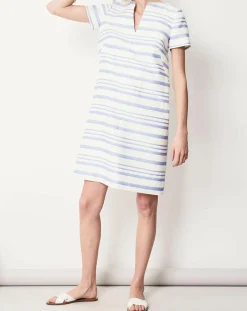 Robe en Lin mélangé Nina blanc/lavande-Paule Ka Clearance