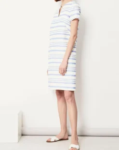 Robe en Lin mélangé Nina blanc/lavande-Paule Ka Clearance