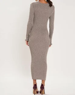 Robe en maille Côte Lurex argentée-Manoush Best