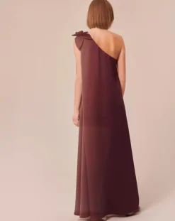 Robe en satin fluide chocolat-Tara Jarmon Outlet