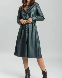 Robe en simili Ivana verte-Lauren Vidal Sale