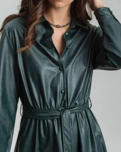 Robe en simili Ivana verte-Lauren Vidal Sale