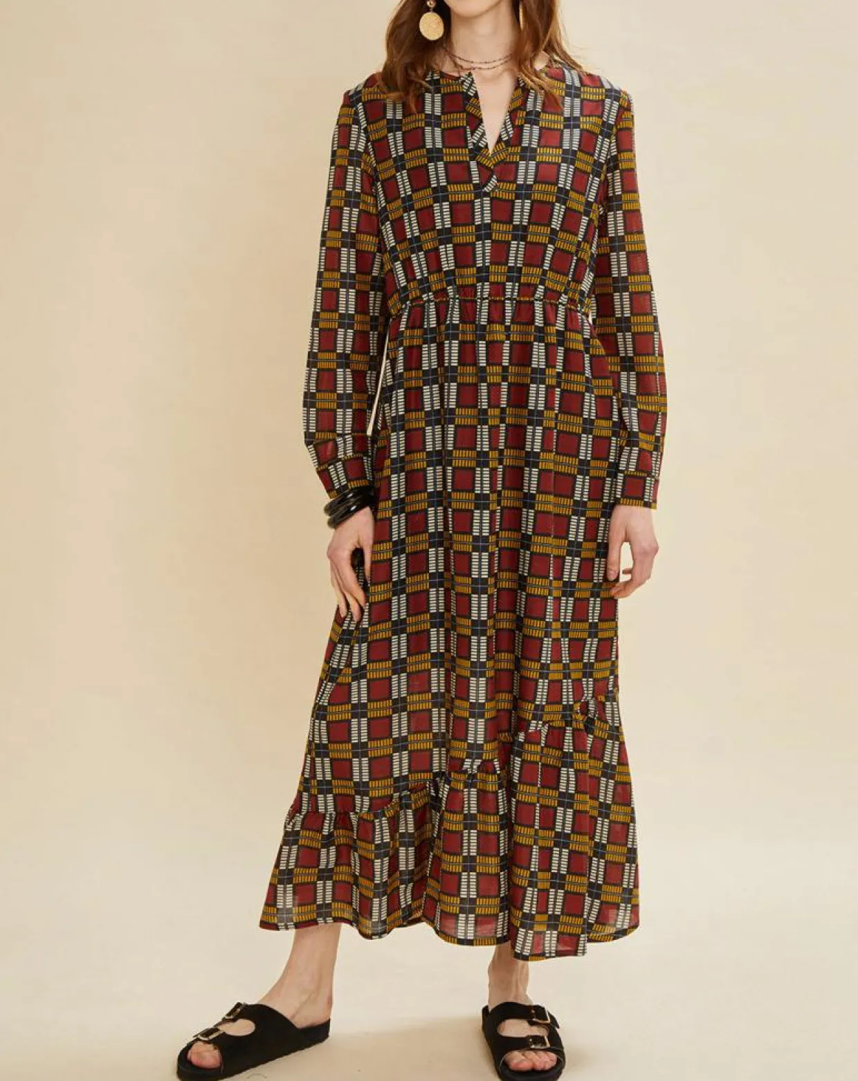 Robe en Soie mélangée Marcia bordeaux-Chloé Stora Discount