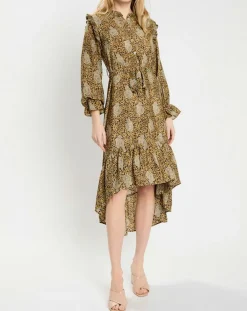Robe en Soie mélangée Sasha dorée-Lauren Vidal Outlet