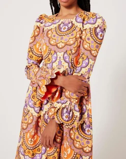 Femme Manoush Robes^Robe en Velours côtelé Fall imprimée violet/multicolore