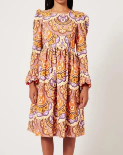 Femme Manoush Robes^Robe en Velours côtelé Fall imprimée violet/multicolore