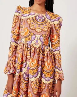 Femme Manoush Robes^Robe en Velours côtelé Fall imprimée violet/multicolore