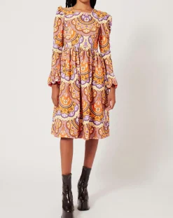 Femme Manoush Robes^Robe en Velours côtelé Fall imprimée violet/multicolore