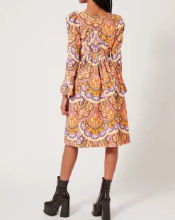 Femme Manoush Robes^Robe en Velours côtelé Fall imprimée violet/multicolore