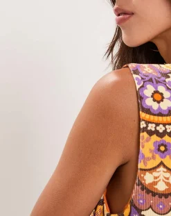 Femme Manoush Robes^Robe en Velours côtelé Fall imprimée violet/multicolore
