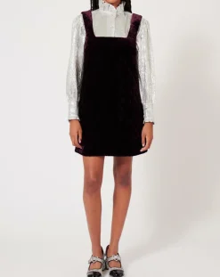 Robe en Velours satiné Princesse cerise noire-Manoush Online
