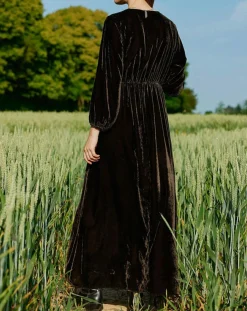 Femme Lauren Vidal Robes^Robe en Velours Solo café