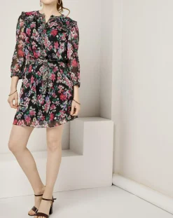 Femme See u Soon Robes^Robe en voile Los Angeles imprimée noir/multicolore