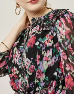 Femme See u Soon Robes^Robe en voile Los Angeles imprimée noir/multicolore