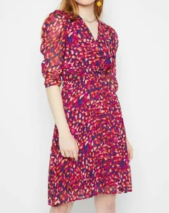 Femme La Petite Etoile Robes^Robe en voile Yana léopard rose/violet