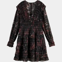 Femme Scotch & Soda Robes^Robe Evasée Lurex col V noir/rose