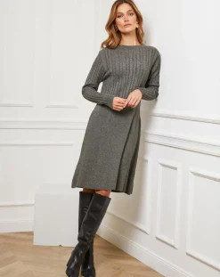 Robe Eve kaki-Fleur de cachemire Outlet