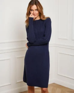 Robe Eve marine-Fleur de cachemire Outlet