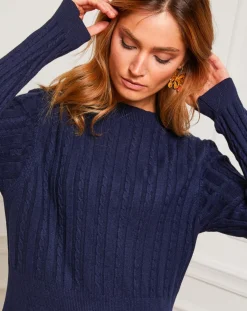 Robe Eve marine-Fleur de cachemire Outlet