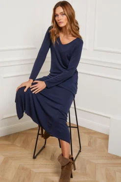 Robe Evy Marine-Fleur de cachemire Sale