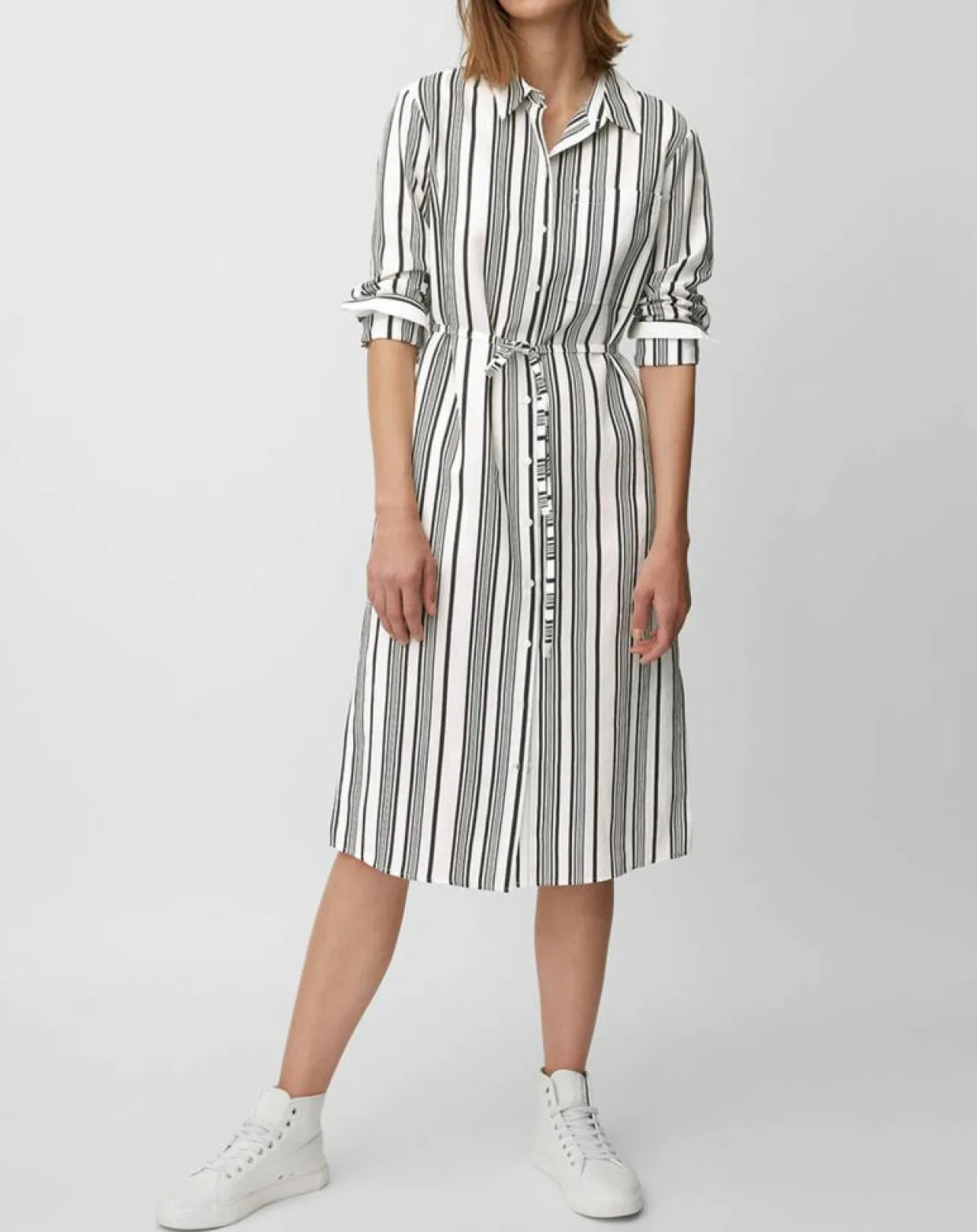 Robe fluide à rayures blanc/noir-Marc O'Polo Discount