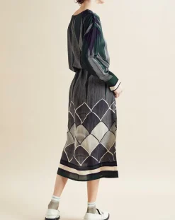 Femme Chloé Stora Robes^Robe fluide Naima imprimée verte