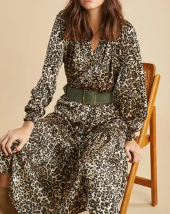 Robe fluide Store imprimée wild beige/noir-Lauren Vidal