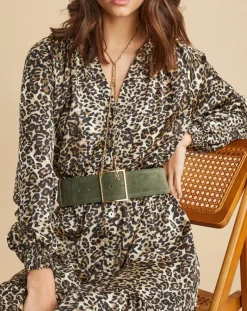Robe fluide Store imprimée wild beige/noir-Lauren Vidal