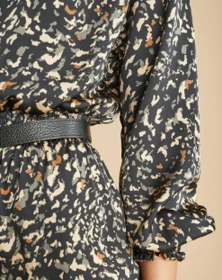 Femme Lauren Vidal Robes^Robe fluide Store imprimée military noire