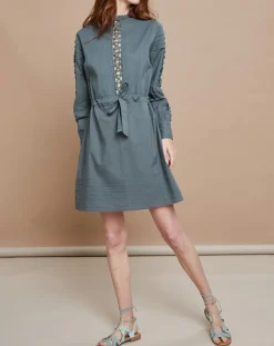 Femme Mare di Latte Robes^Robe Francesca bleu/gris