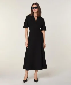 Robe Freesia en Laine mélangé noire-Rodier New