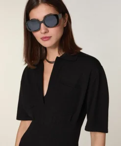 Robe Freesia en Laine mélangé noire-Rodier New