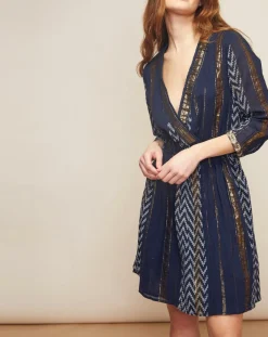 Robe Haiti imprimée bleu marine-Louizon Outlet