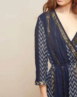 Robe Haiti imprimée bleu marine-Louizon Outlet