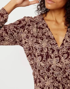 Femme See u Soon Robes^Robe imprimée floral Luna bordeaux